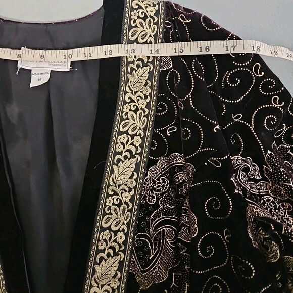 VTG Scott McClintock Velvet Jacket Skirt Set Black Gold Evening New Old Stock - Picture 13 of 16